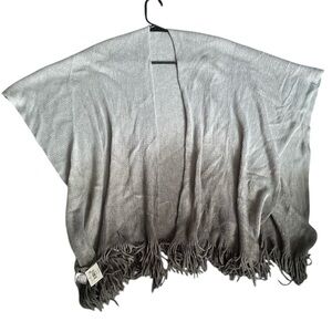 FALLS CREEK Reversible Knit Poncho Shawl in grey and black